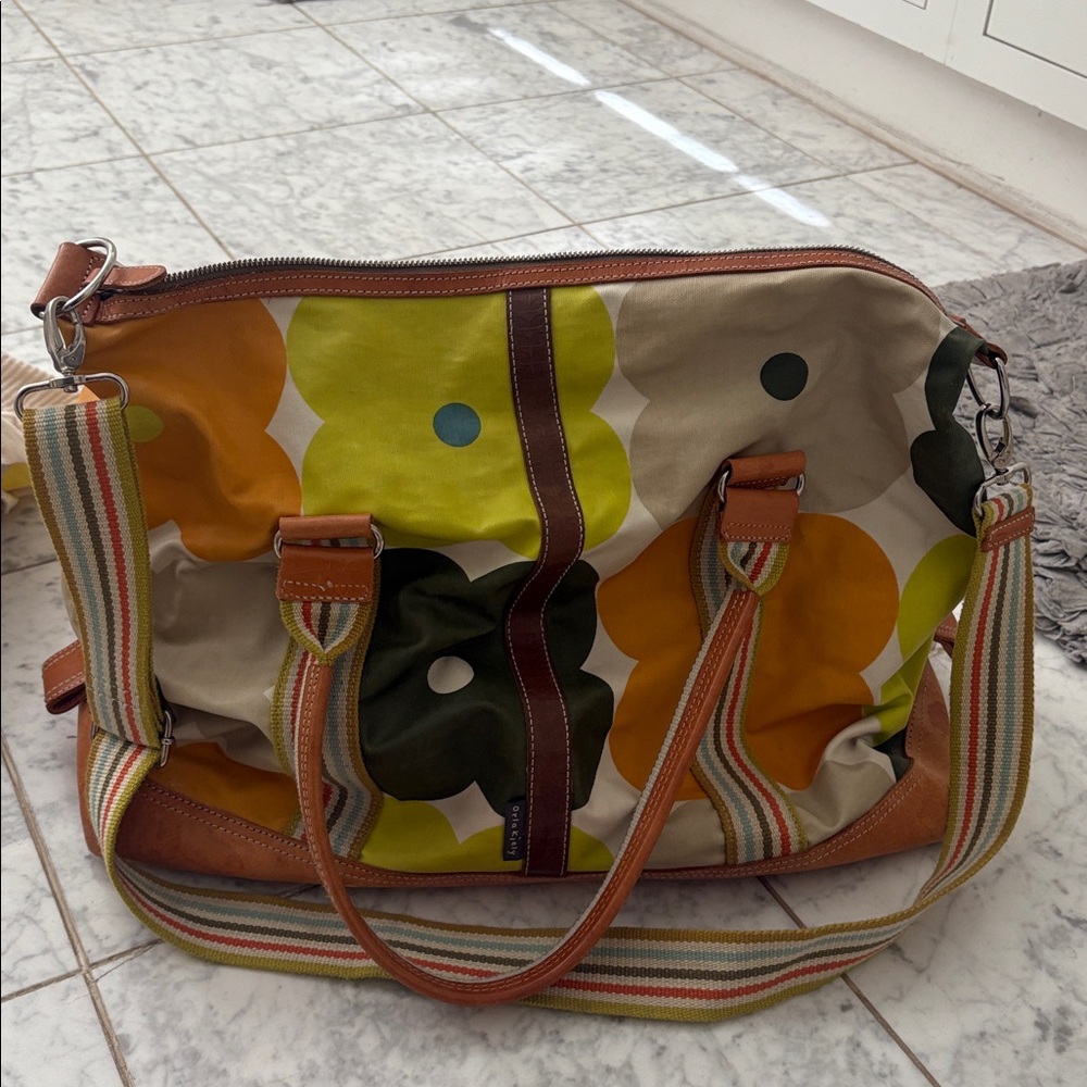 Orla Kiely Yellow and Brown Canvas Tote